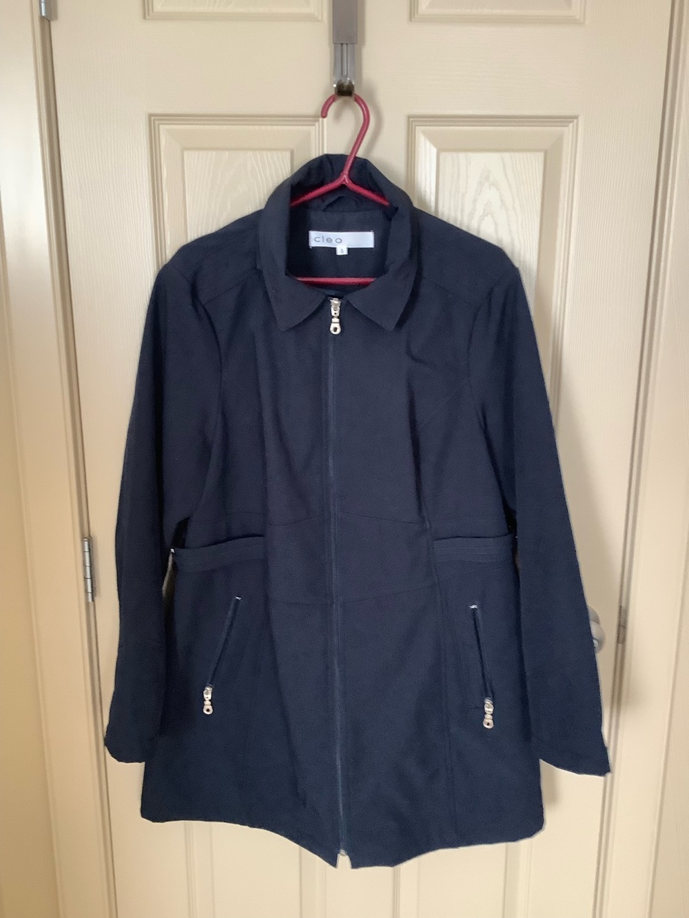 Cleo Women's Navy Zip-Front Coat